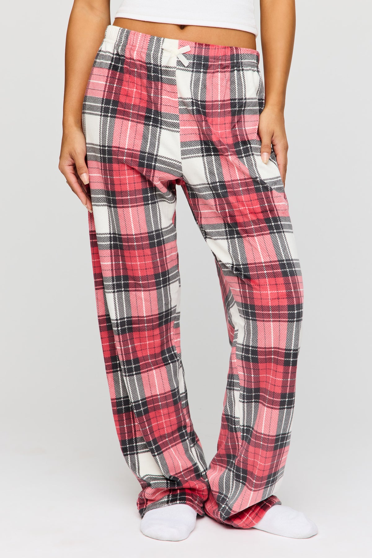 Alt View 2. Plush Velour Pajama Pant - Red