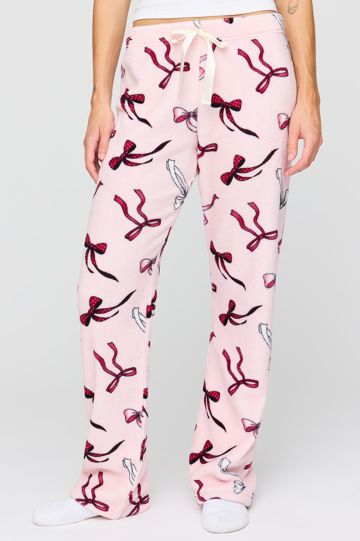 Alt View 2. Printed Plush Pajama Pant - Pink