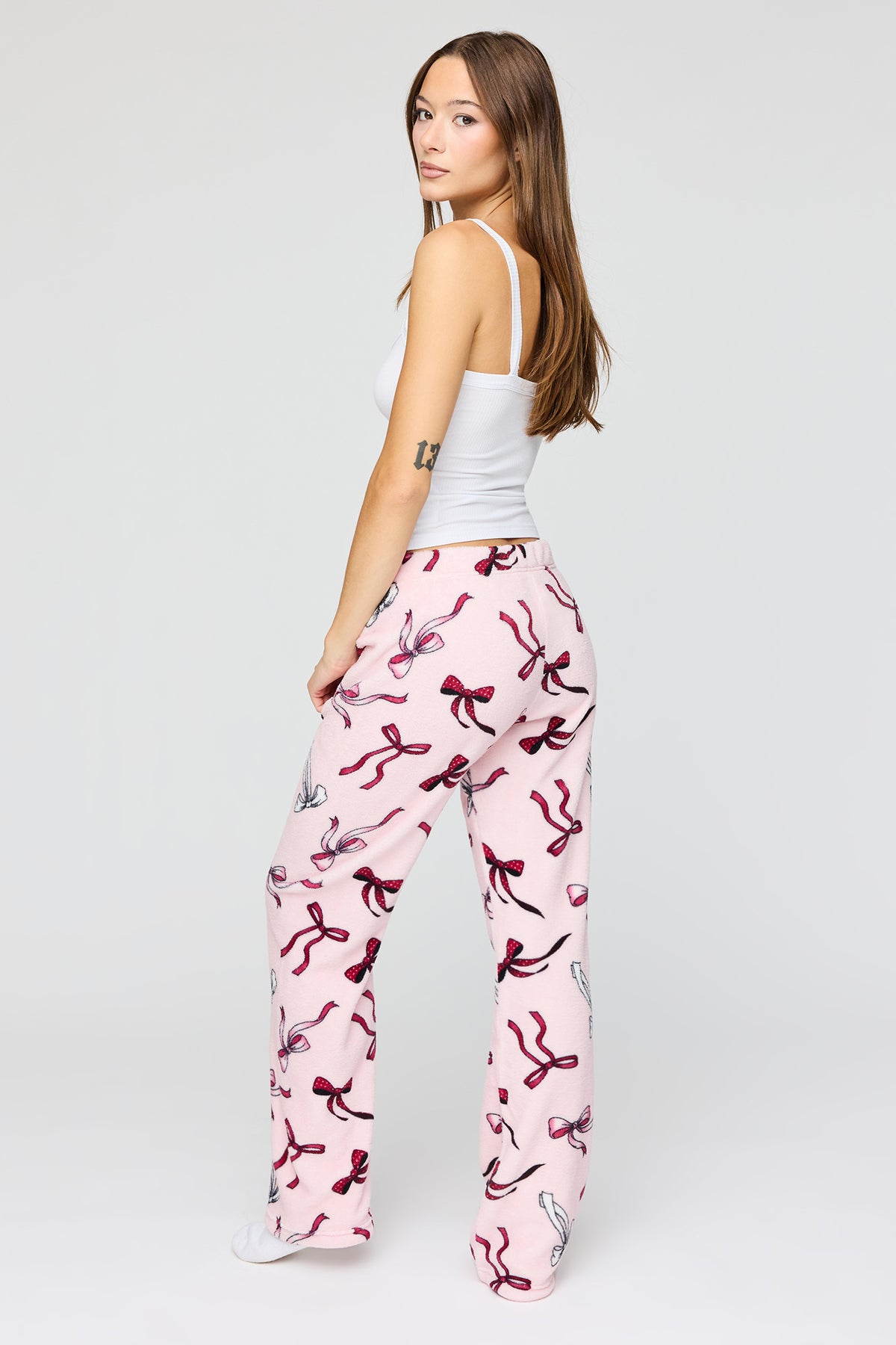 Alt View 3. Printed Plush Pajama Pant - Pink