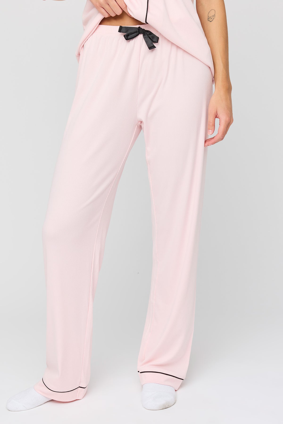 Alt View 3. Button Up Top & Pant Pajama Set - Pink
