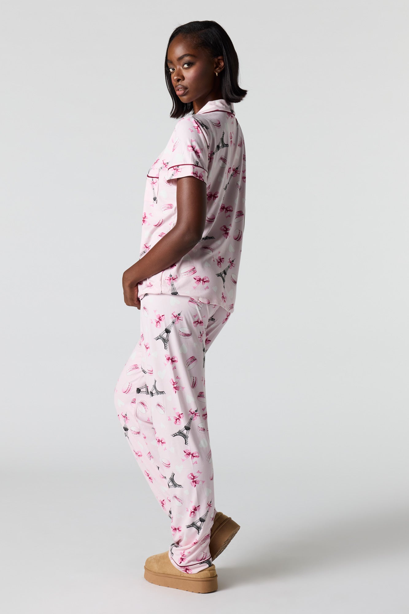 Printed Button-Up Top & Pant Pajama Set – Urban Planet