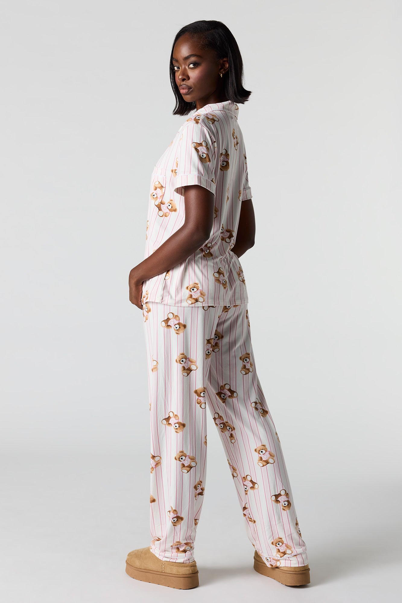 Printed Button-Up Top & Pant Pajama Set – Urban Planet