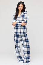 Ensemble pyjama avec haut boutonné en flanelle à manches longues et pantalon