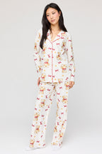Flannel Button-Up Long Sleeve Top & Pant Pajama Set