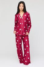 Flannel Button-Up Long Sleeve Top & Pant Pajama Set