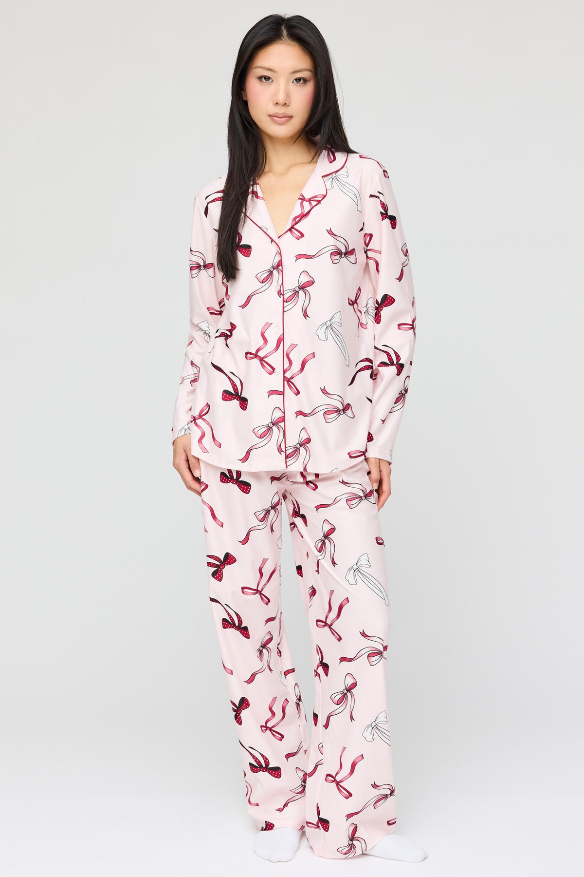 Ensemble pyjama avec haut boutonné en flanelle à manches longues et pantalon