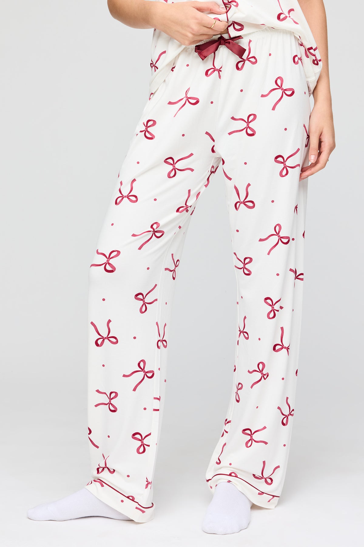 Alt View 3. Button-Up Top & Pant Pajama Set - Ivory