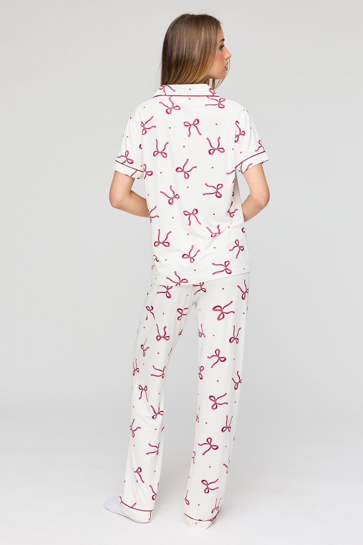 Alt View 4. Button-Up Top & Pant Pajama Set - Ivory