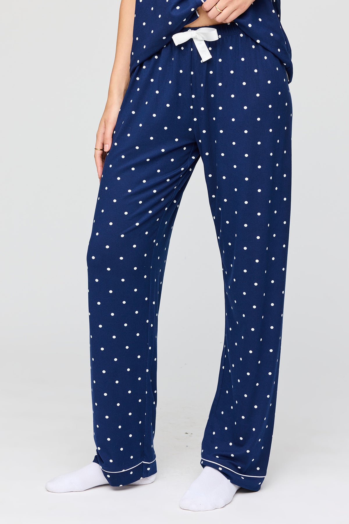 Alt View 3. Button-Up Top & Pant Pajama Set - Blue