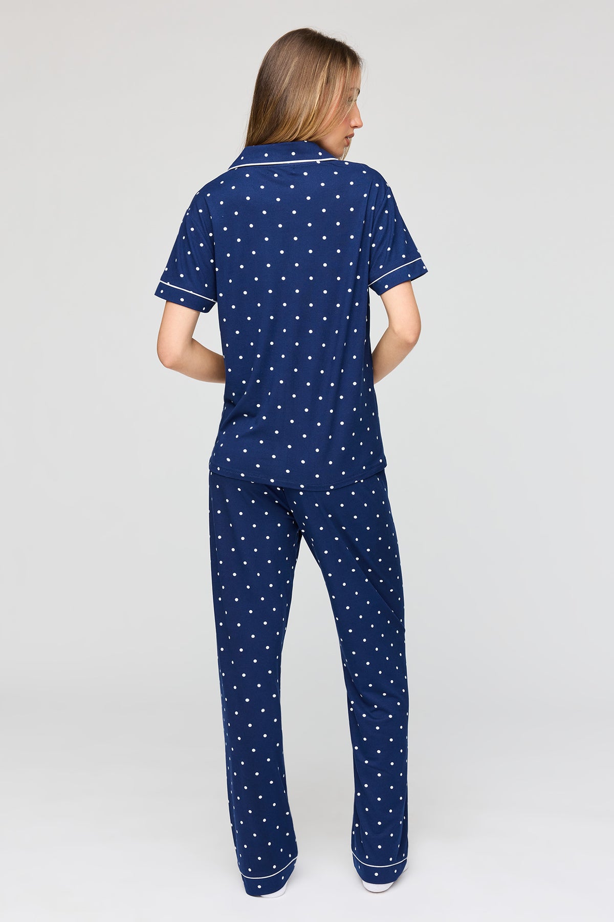 Alt View 4. Button-Up Top & Pant Pajama Set - Blue