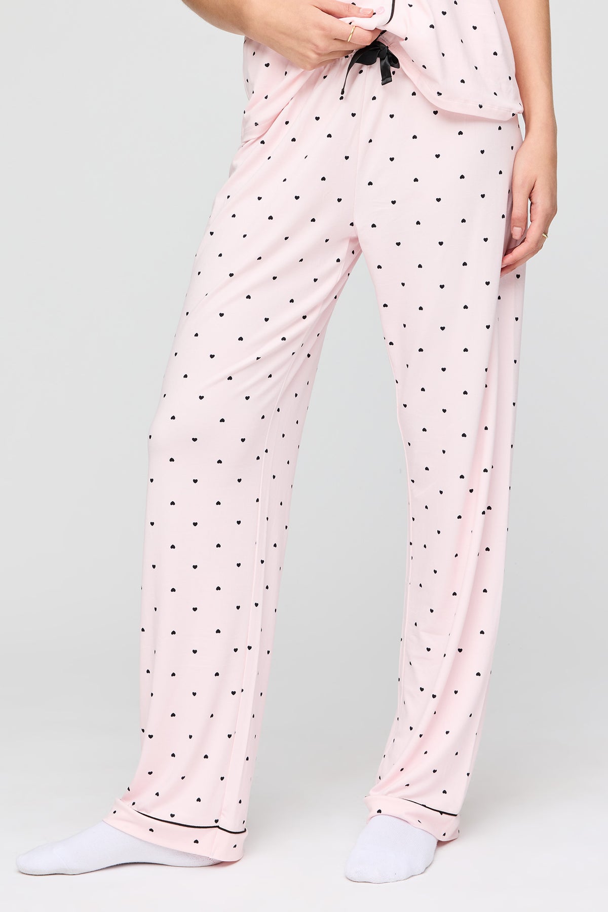 Alt View 3. Button-Up Top & Pant Pajama Set - Pink
