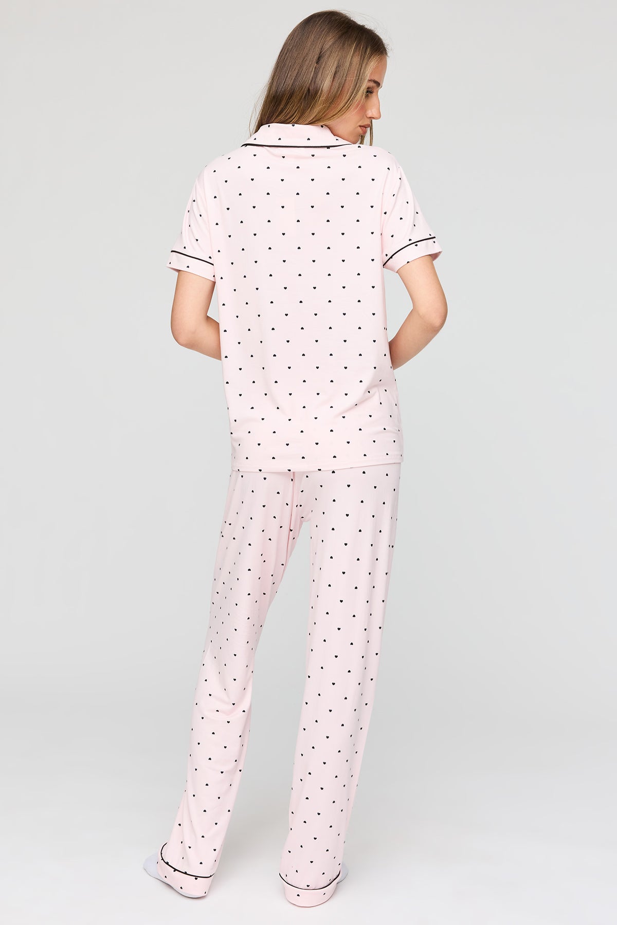 Alt View 4. Button-Up Top & Pant Pajama Set - Pink