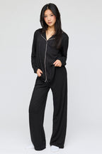 Button-Up Long Sleeve Top & Pant Pajama Set
