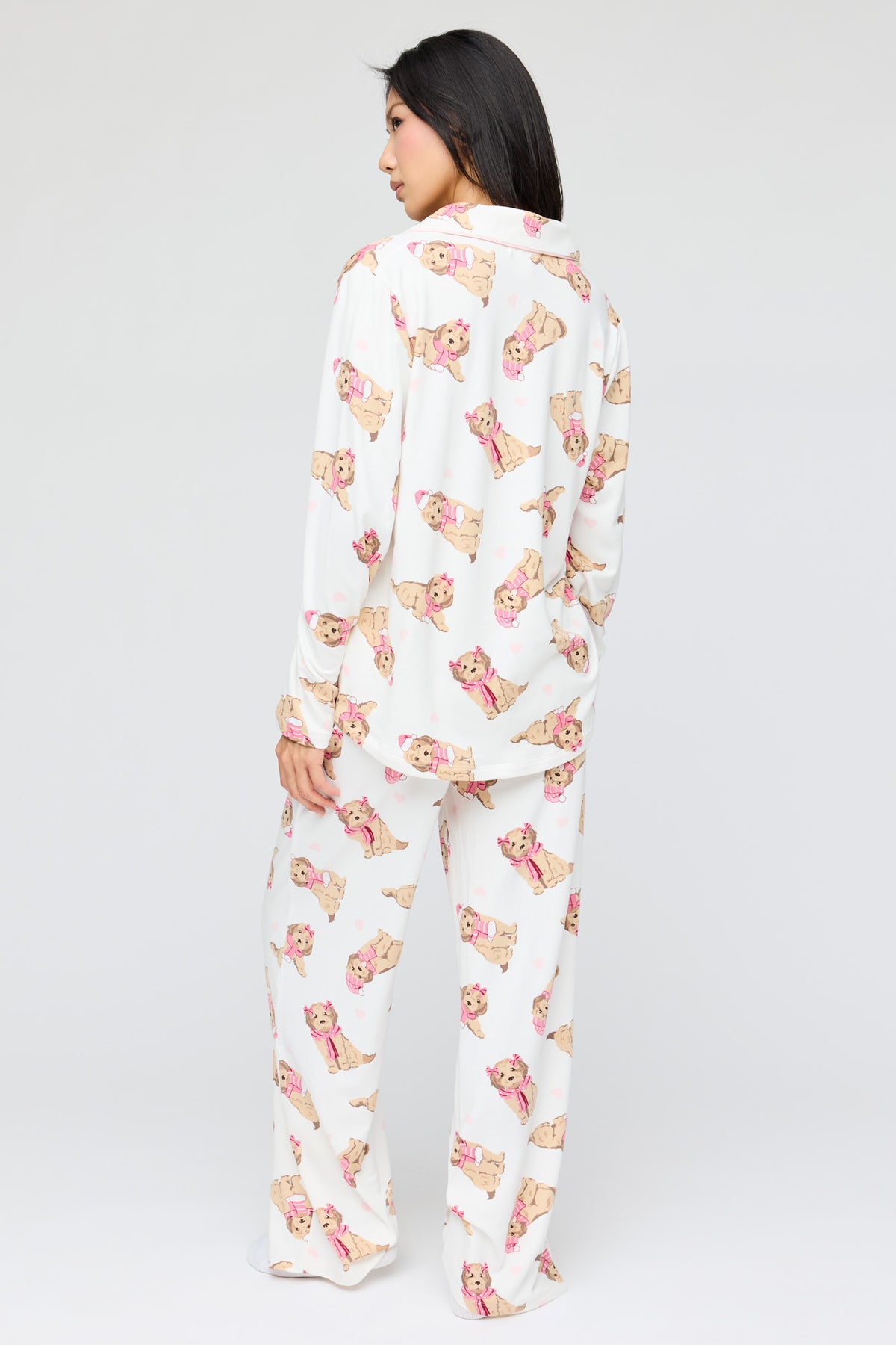 Alt View 4. Button-Up Long Sleeve Top & Pant Pajama Set - Ivory