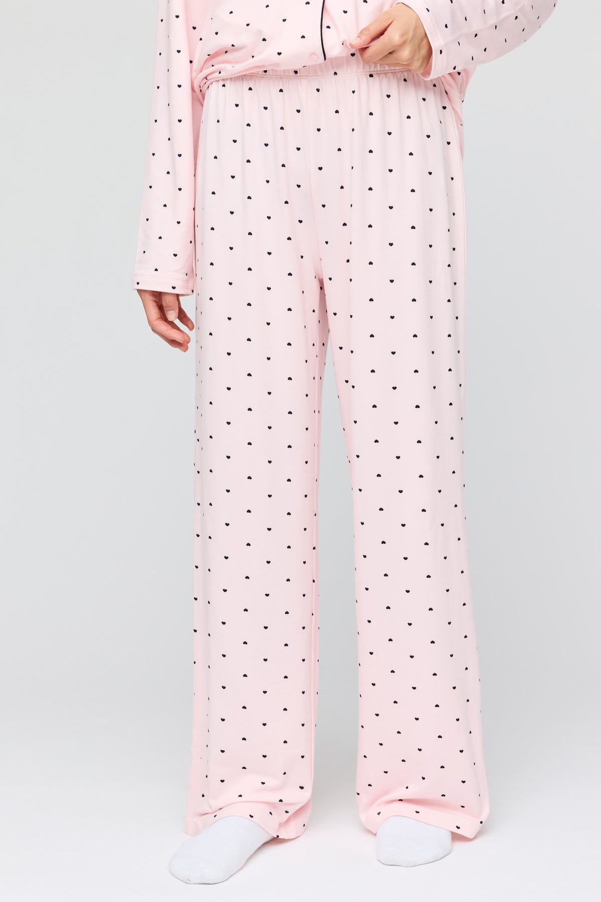 Alt View 3. Button-Up Long Sleeve Top & Pant Pajama Set - Pink