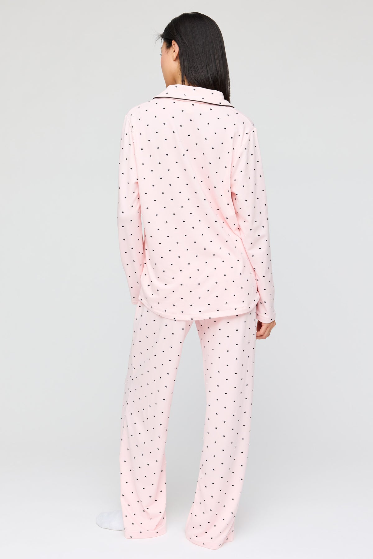 Alt View 4. Button-Up Long Sleeve Top & Pant Pajama Set - Pink