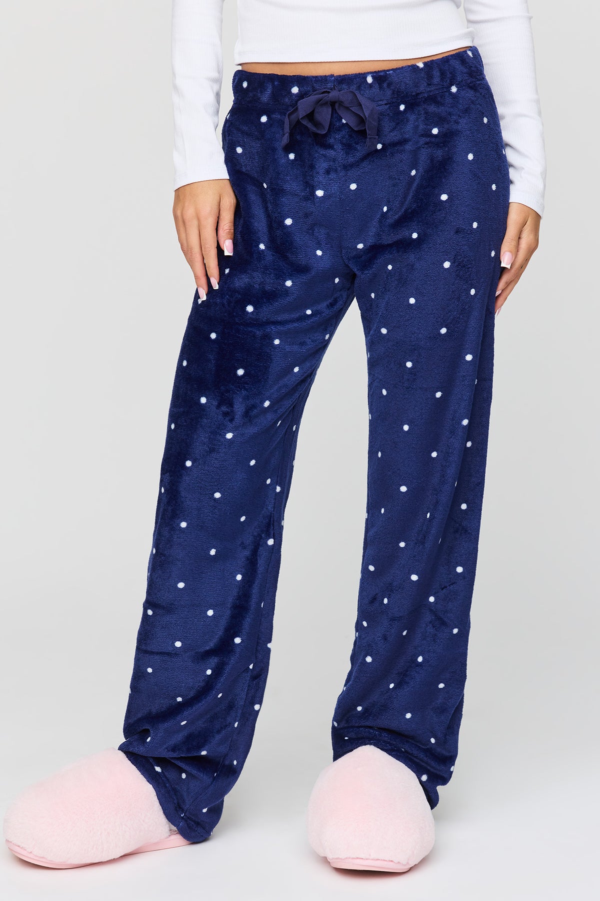 Alt View 2. Plush Velour Pajama Pant - Blue