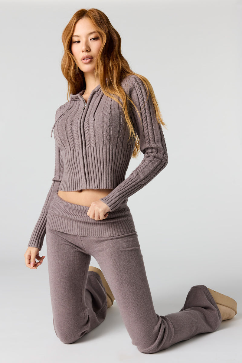 Knit Foldover Flare Pant