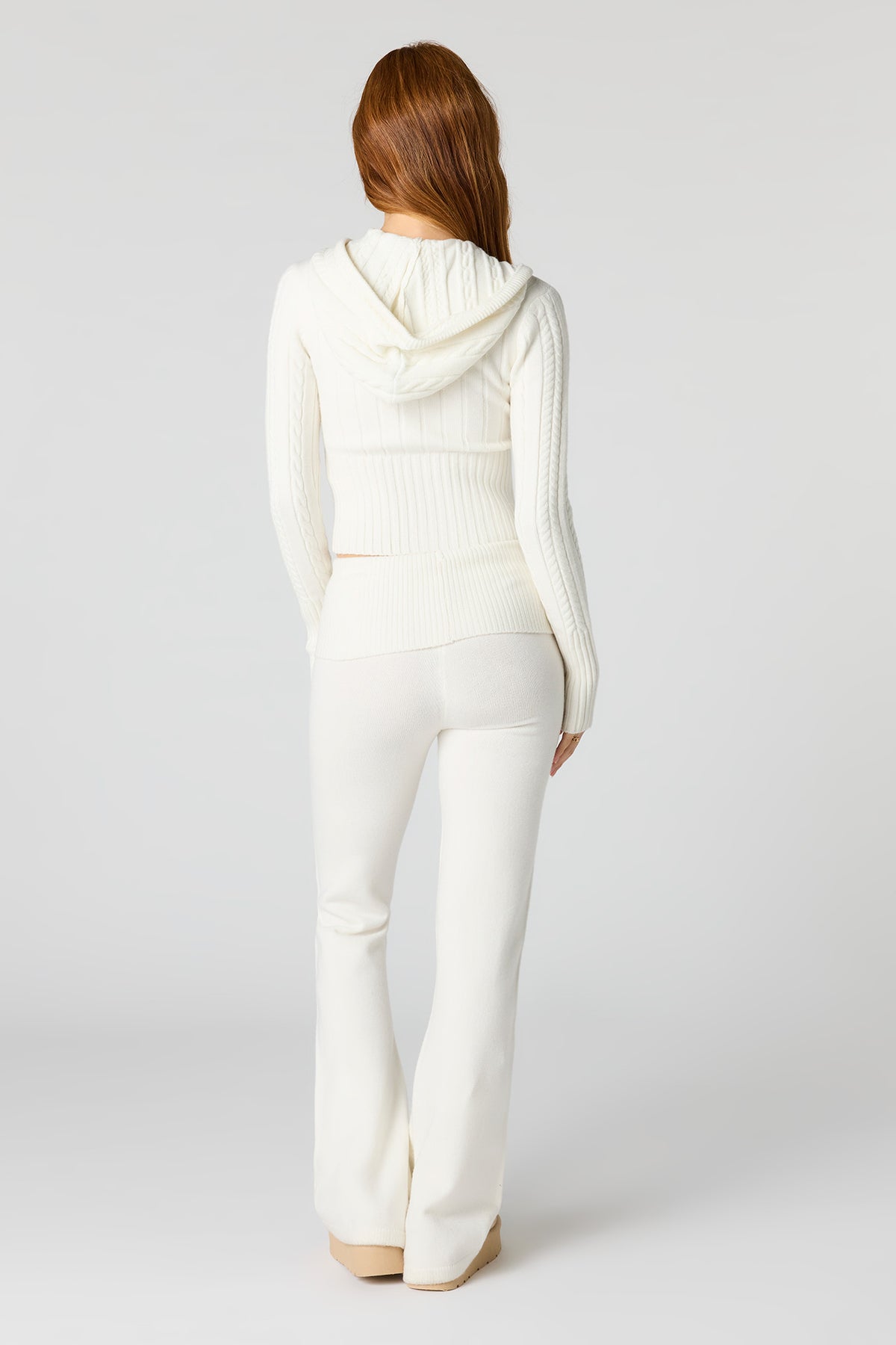 Alt View 3. Knit Foldover Flare Pant - Ivory