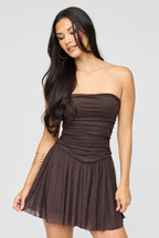 Rhinestone Mesh Strapless Mini Dress