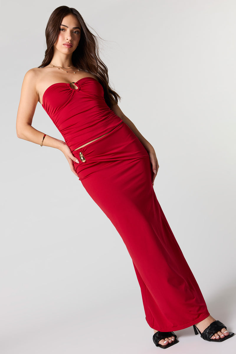 Jupe maxi profilée avec accents métallisés