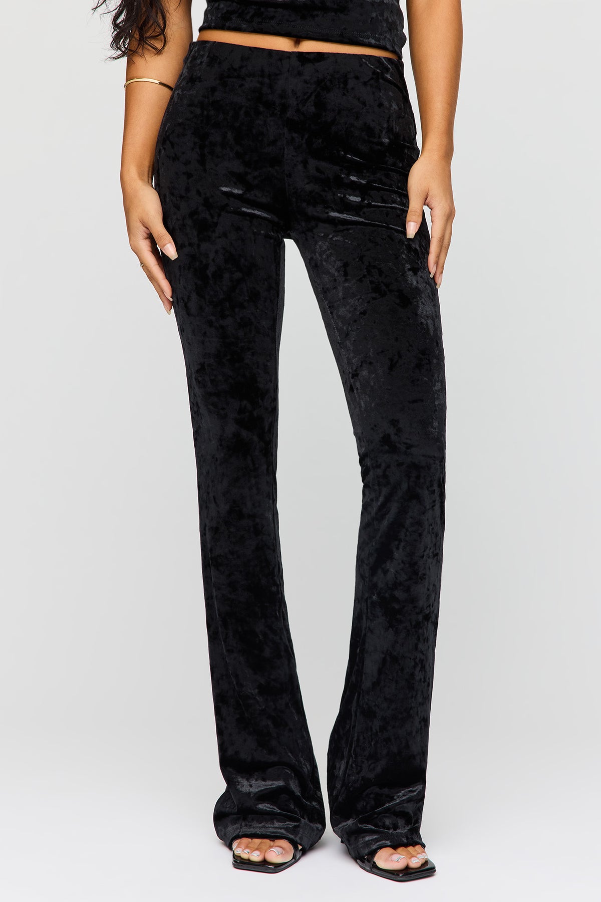 Alt View 2. Velour Flare Pant - Black