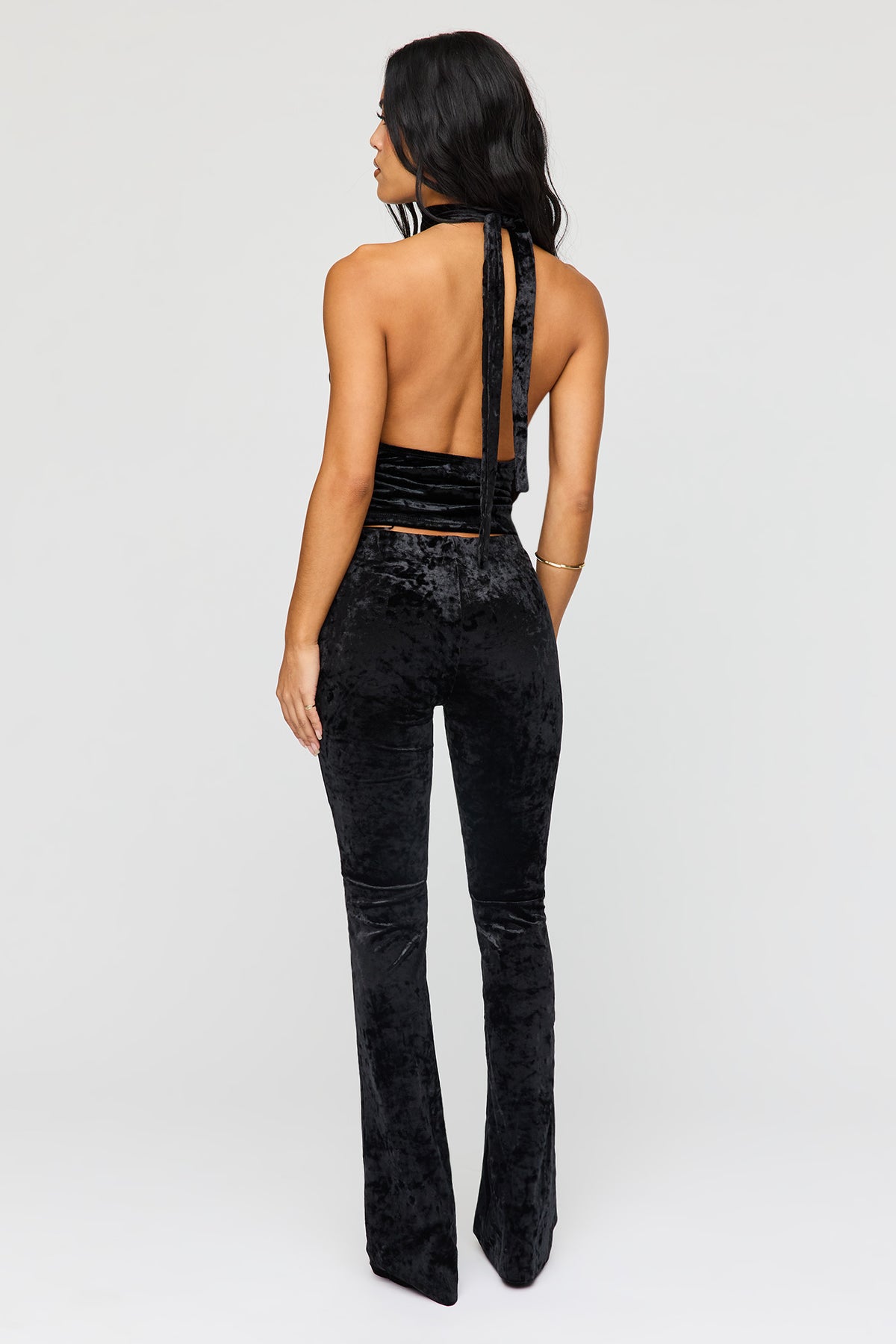 Alt View 3. Velour Flare Pant - Black