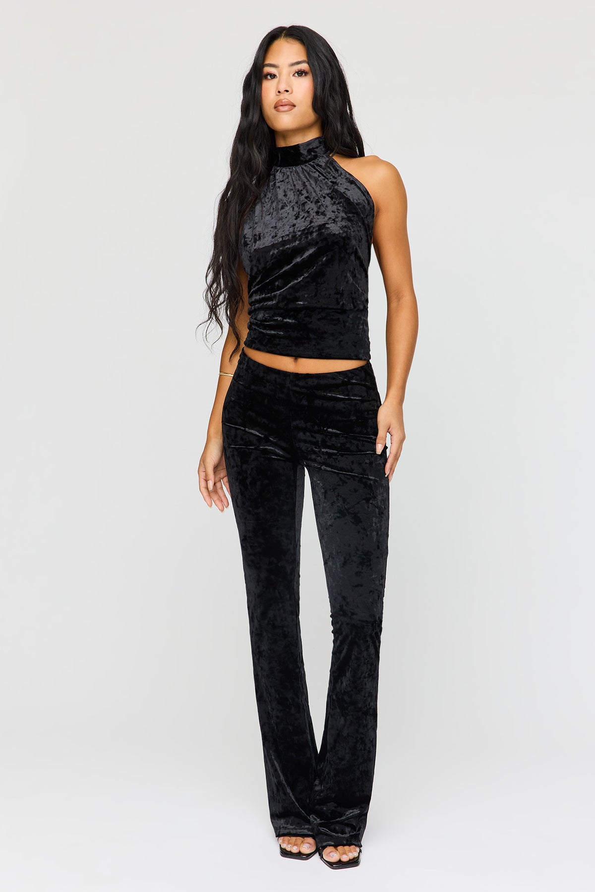Velour Flare Pant - Black