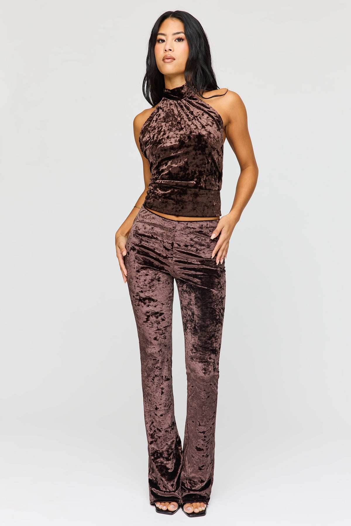 Pantalon évasé en velours