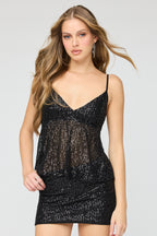 Sequin Babydoll Top