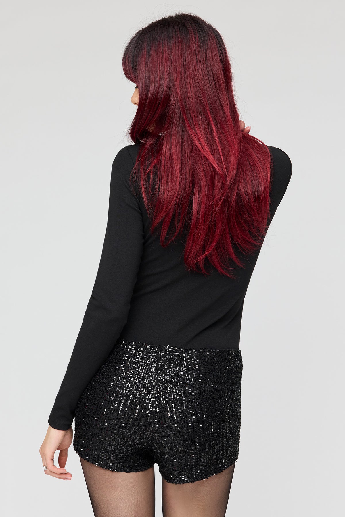 Alt View 2. Sequin Mini Short - Black