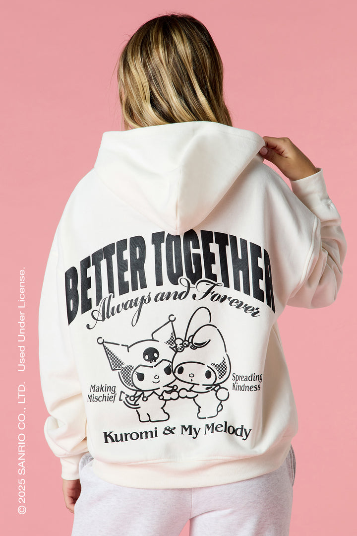 Kuromi™ & My Melody™ Embroidered Fleece Hoodie