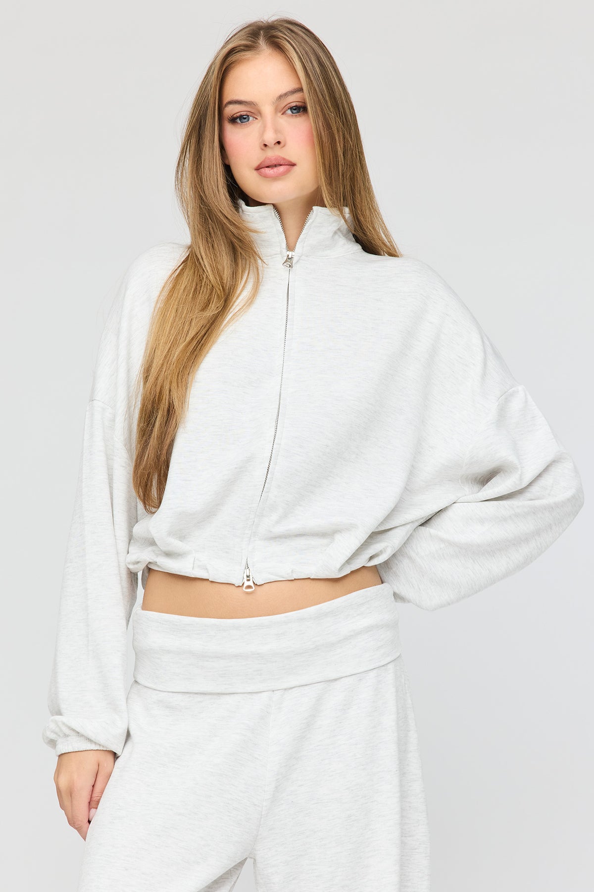 U/A Bubble Hem Zip Sweatshirt - Light Grey