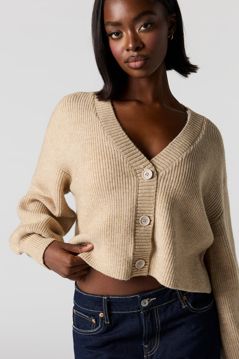 Cardigan boutonné en tricot mousseux