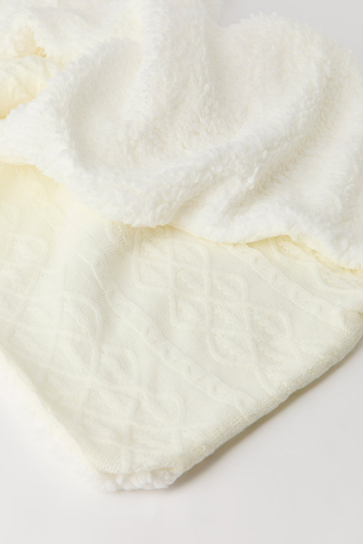 Vue alternative 2. Jeté en tricot torsadé et Sherpa