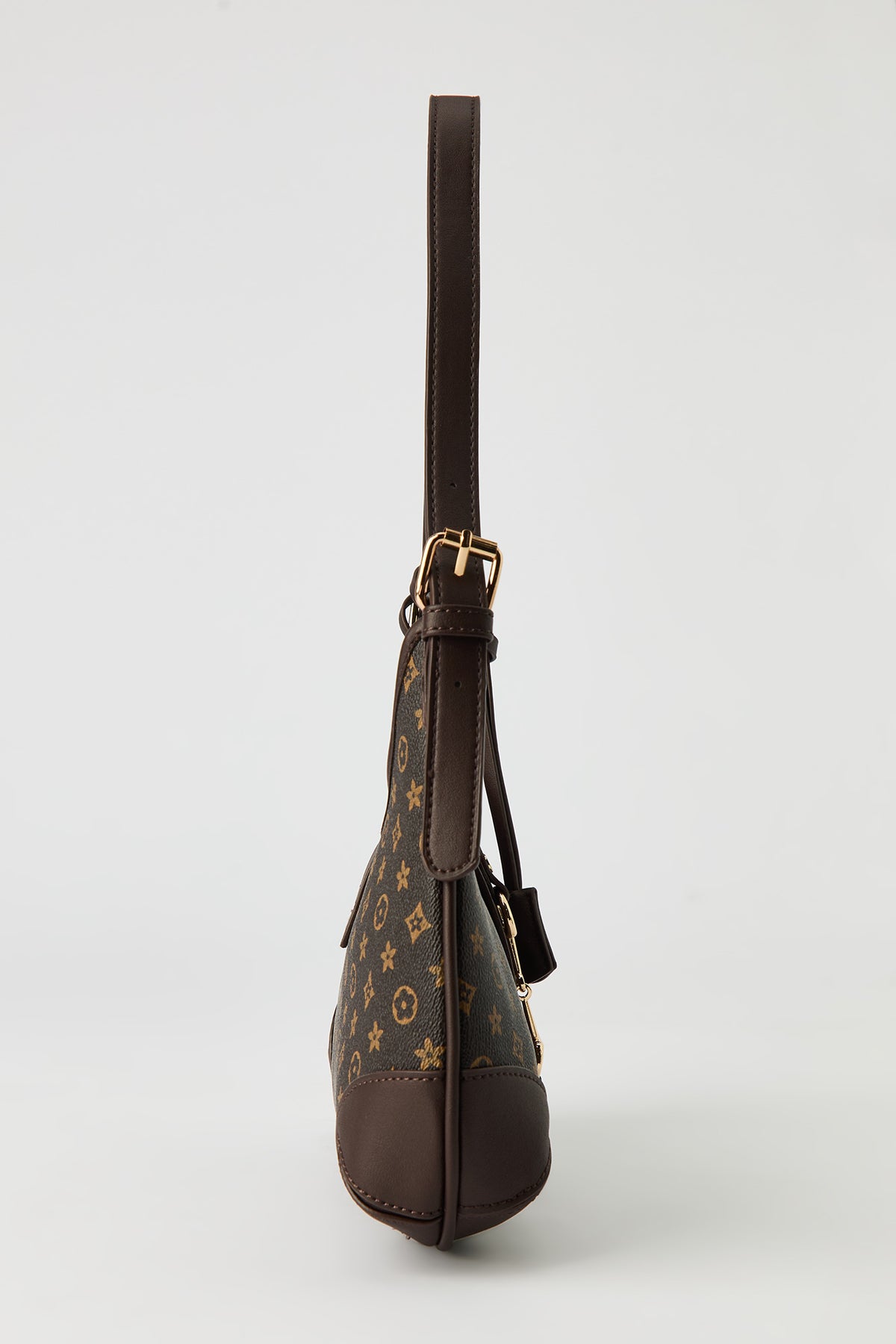 Alt View 3. Faux Leather Status Print Shoulder Bag - Brown