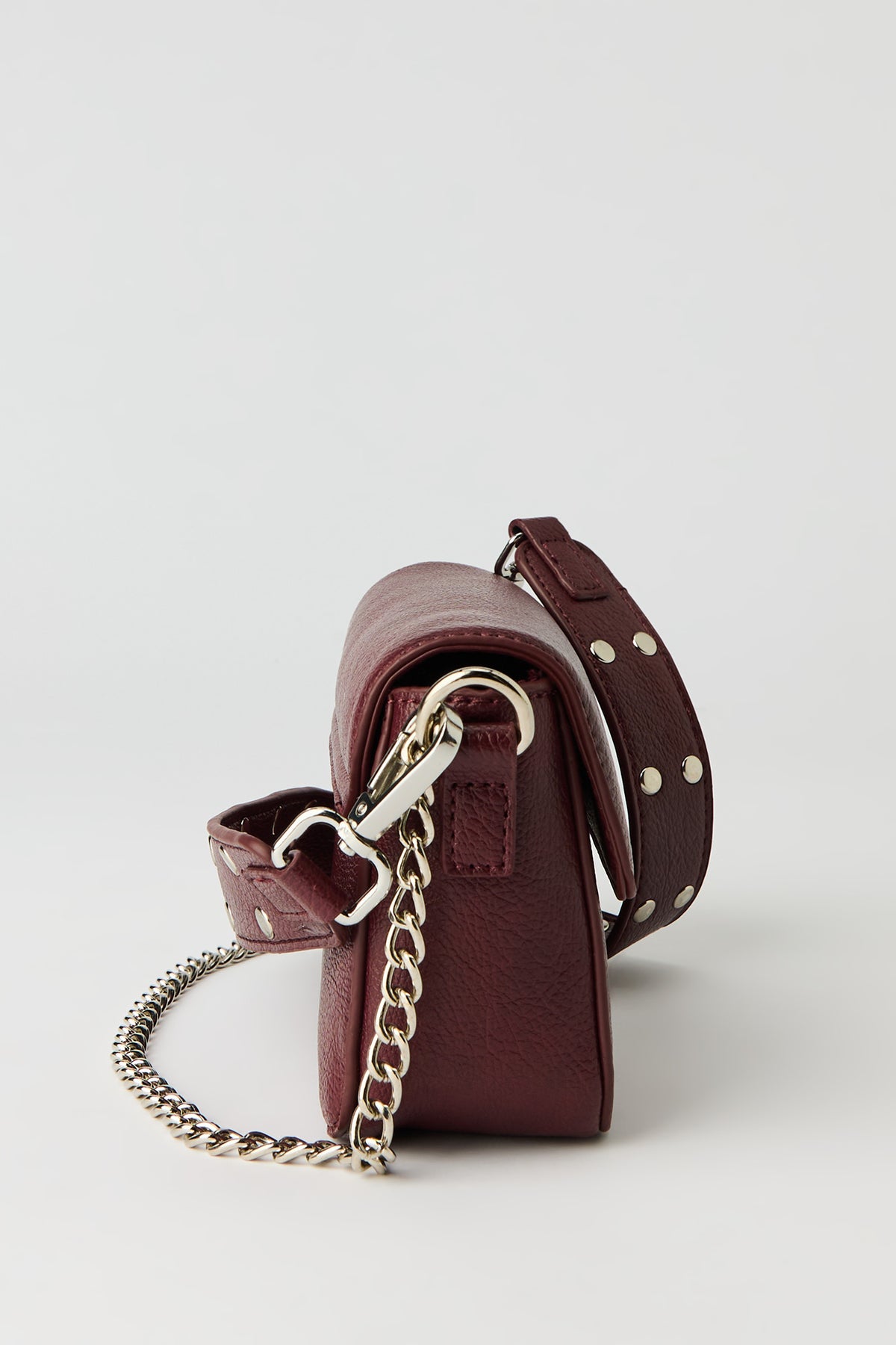Alt View 5. Studded Strap Shoulder Bag - Burgundy