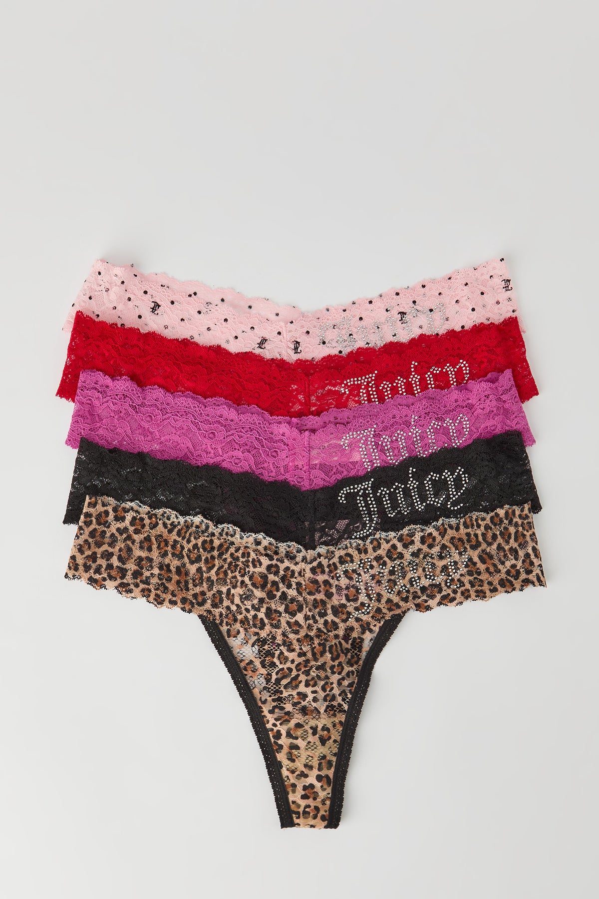 Juicy Couture Lace Thong Panty Set - Leopard