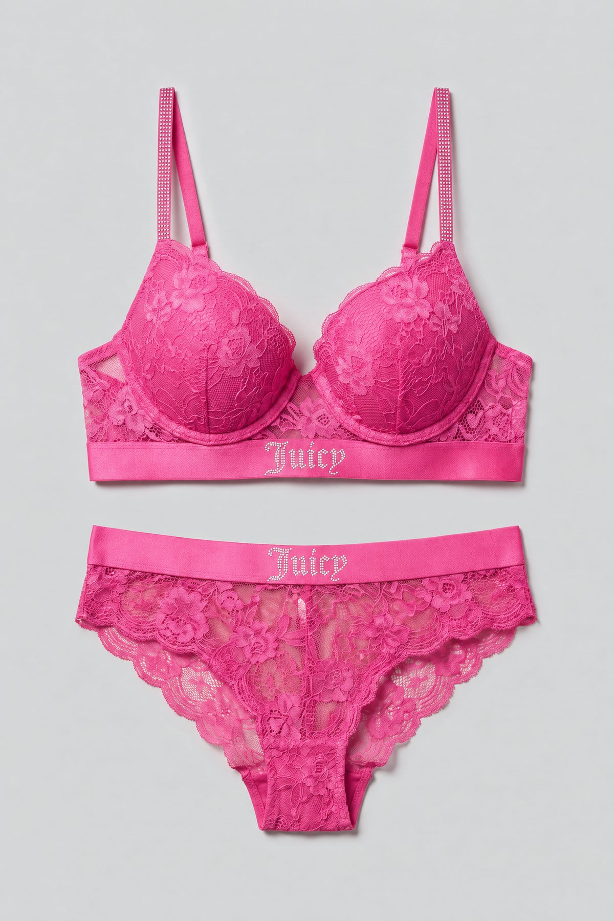 Alt View 5. Juicy Couture Lace Bra & Thong Set - Pink