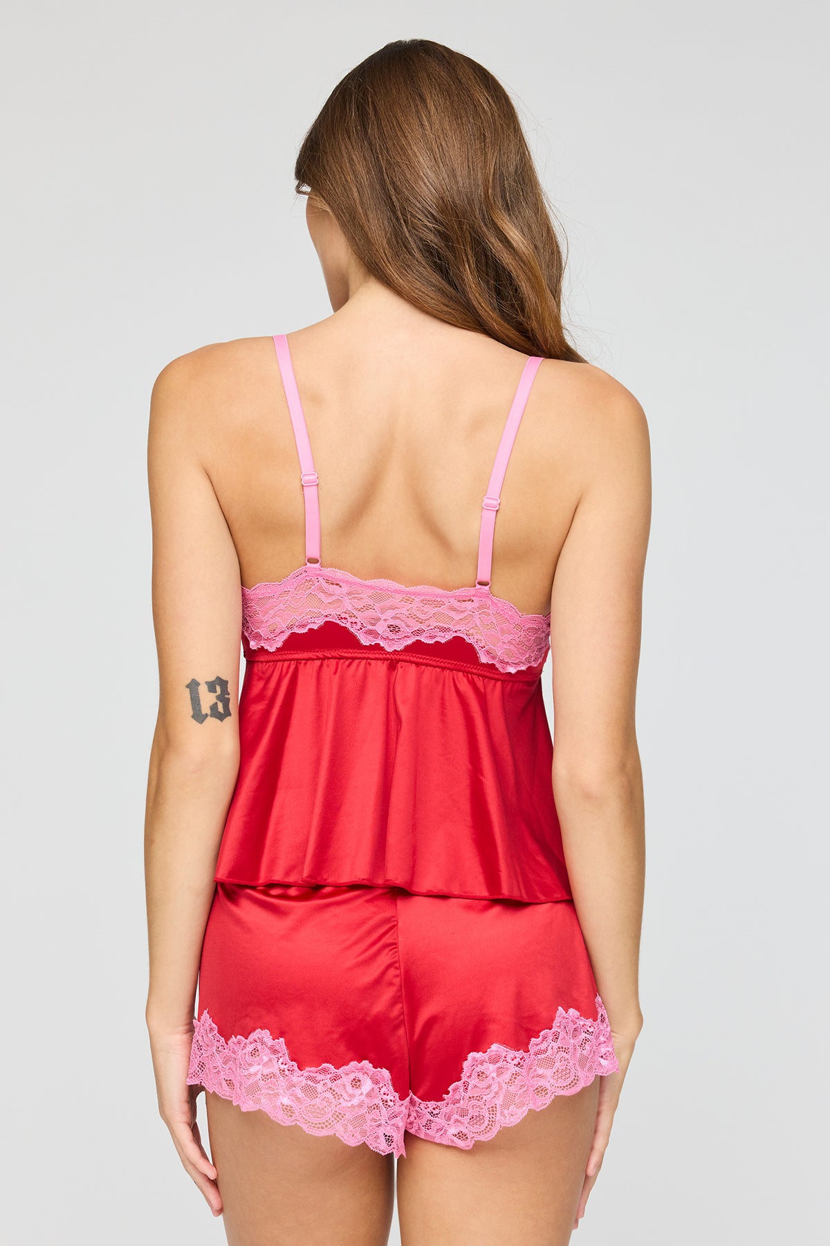 Alt View 3. Juicy Couture Satin Lace Babydoll Tank & Short Set - Red