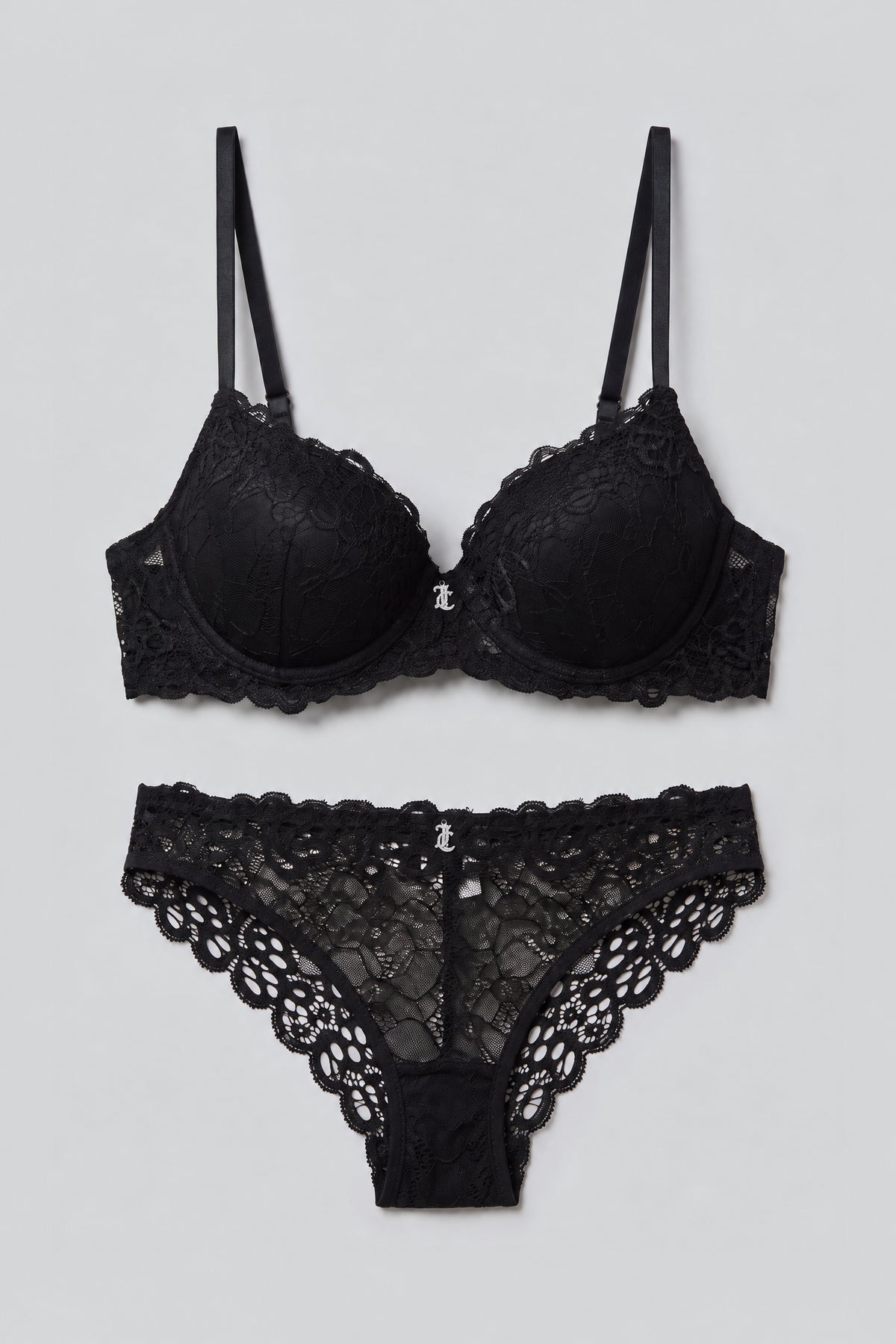 Alt View 4. Juicy Couture Lace Bra & Thong Set - Black