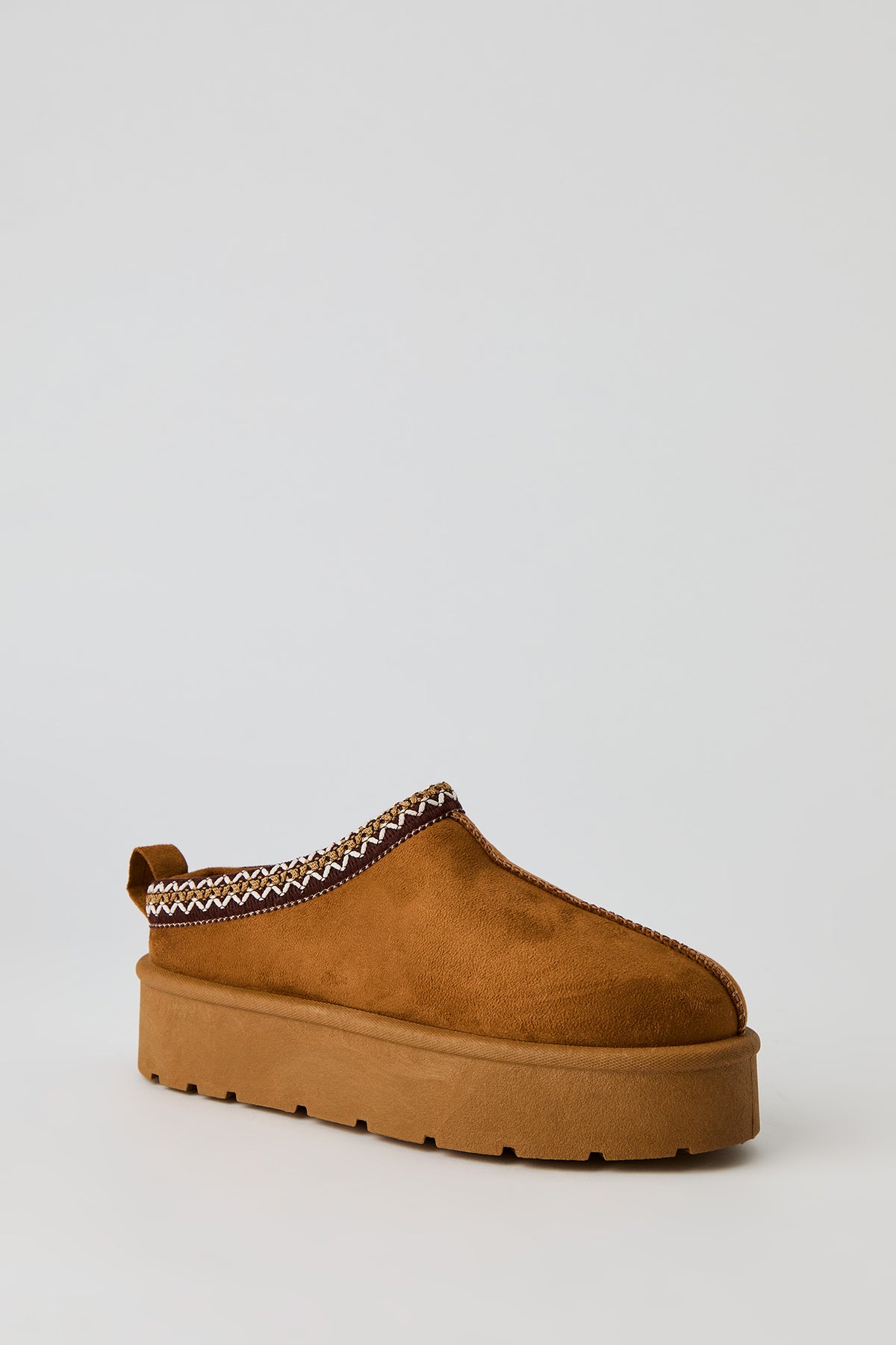 Alt View 2. Faux Suede Embroidered Platform Booties - Camel
