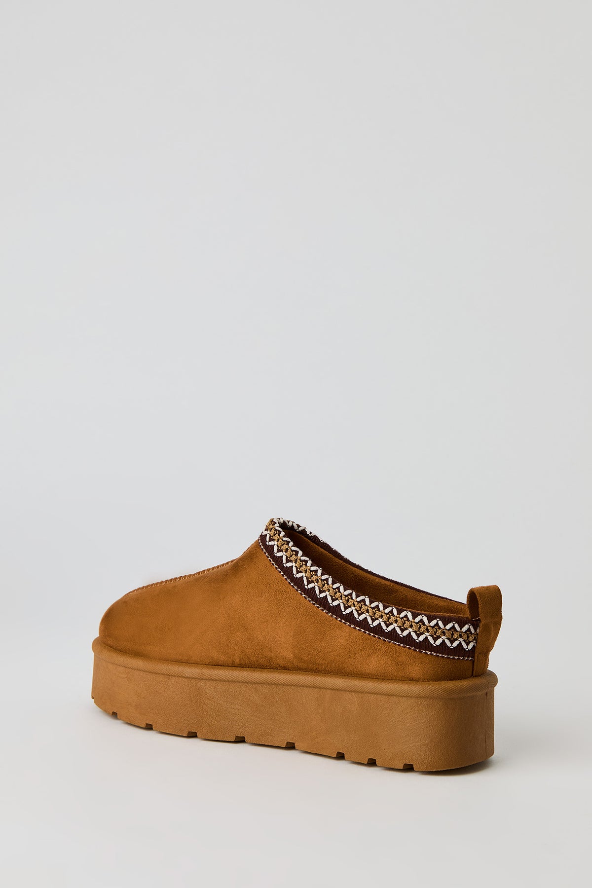 Alt View 3. Faux Suede Embroidered Platform Booties - Camel