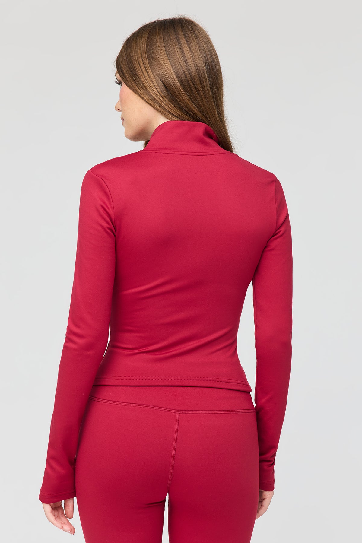 Alt View 2. Warm Tech Fleece Lined Zip Jacket - Red