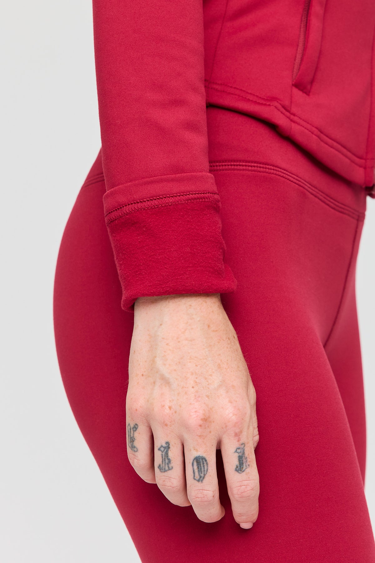 Alt View 4. Warm Tech Fleece Lined Zip Jacket - Red