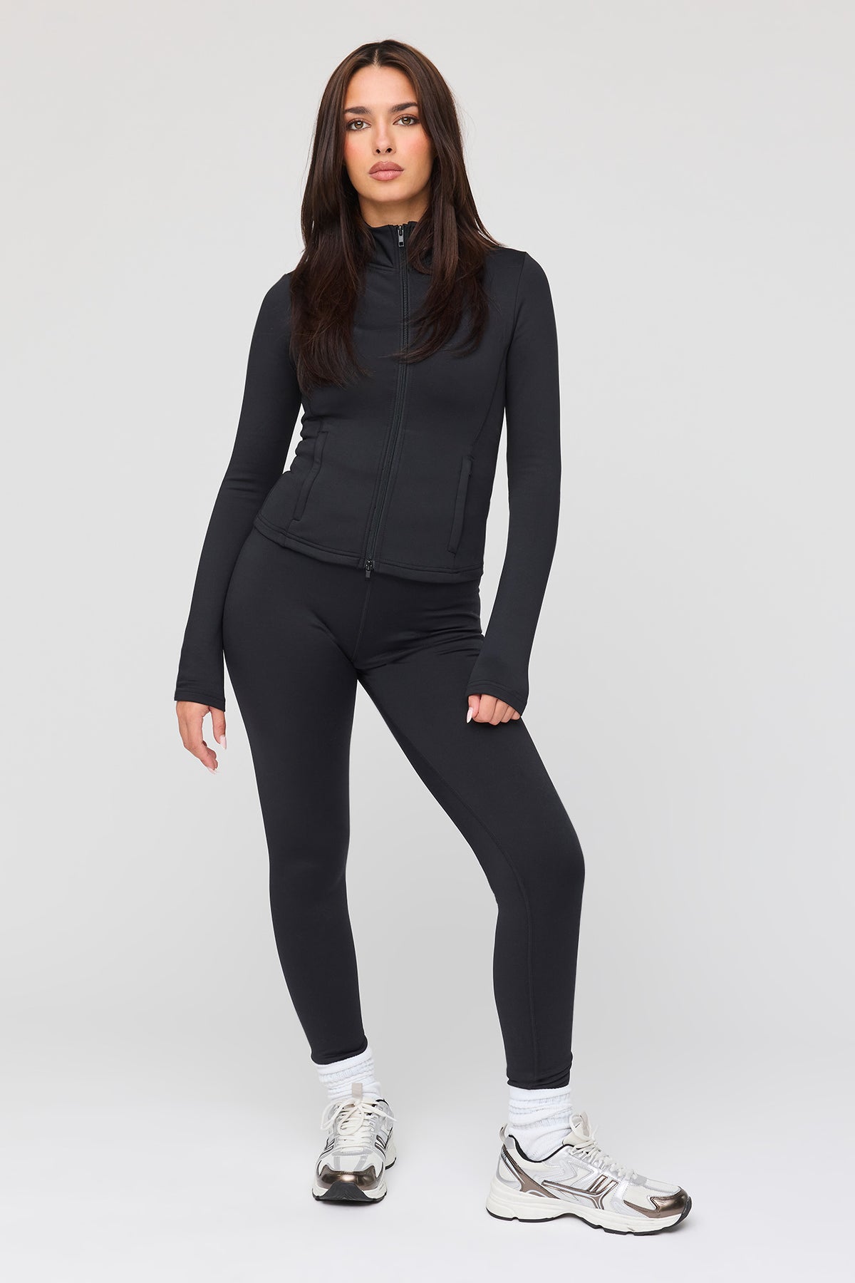 Alt View 3. Warm Tech Fleece Lined Zip Jacket - Black