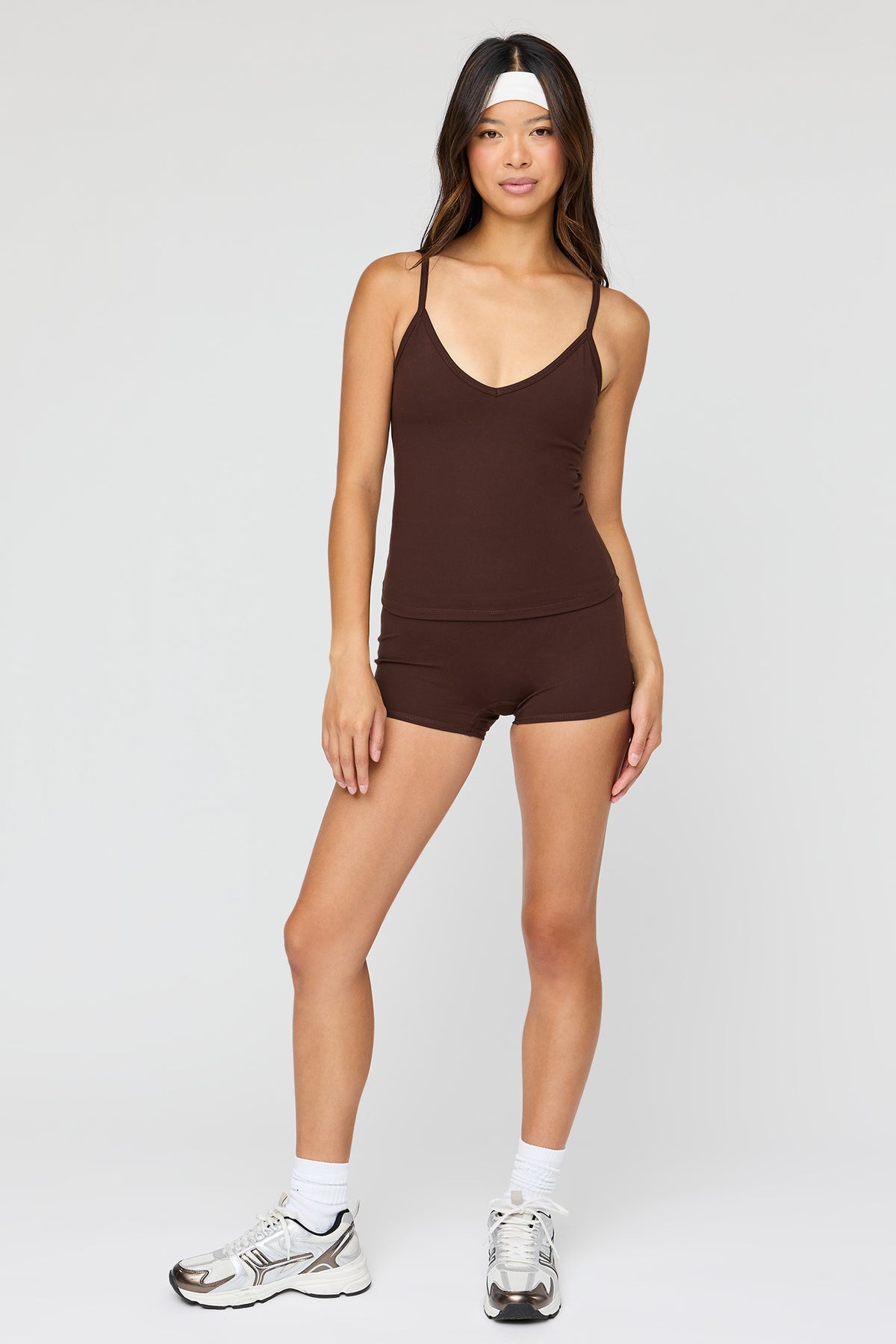 Alt View 3. V-Neck Tank - Brown