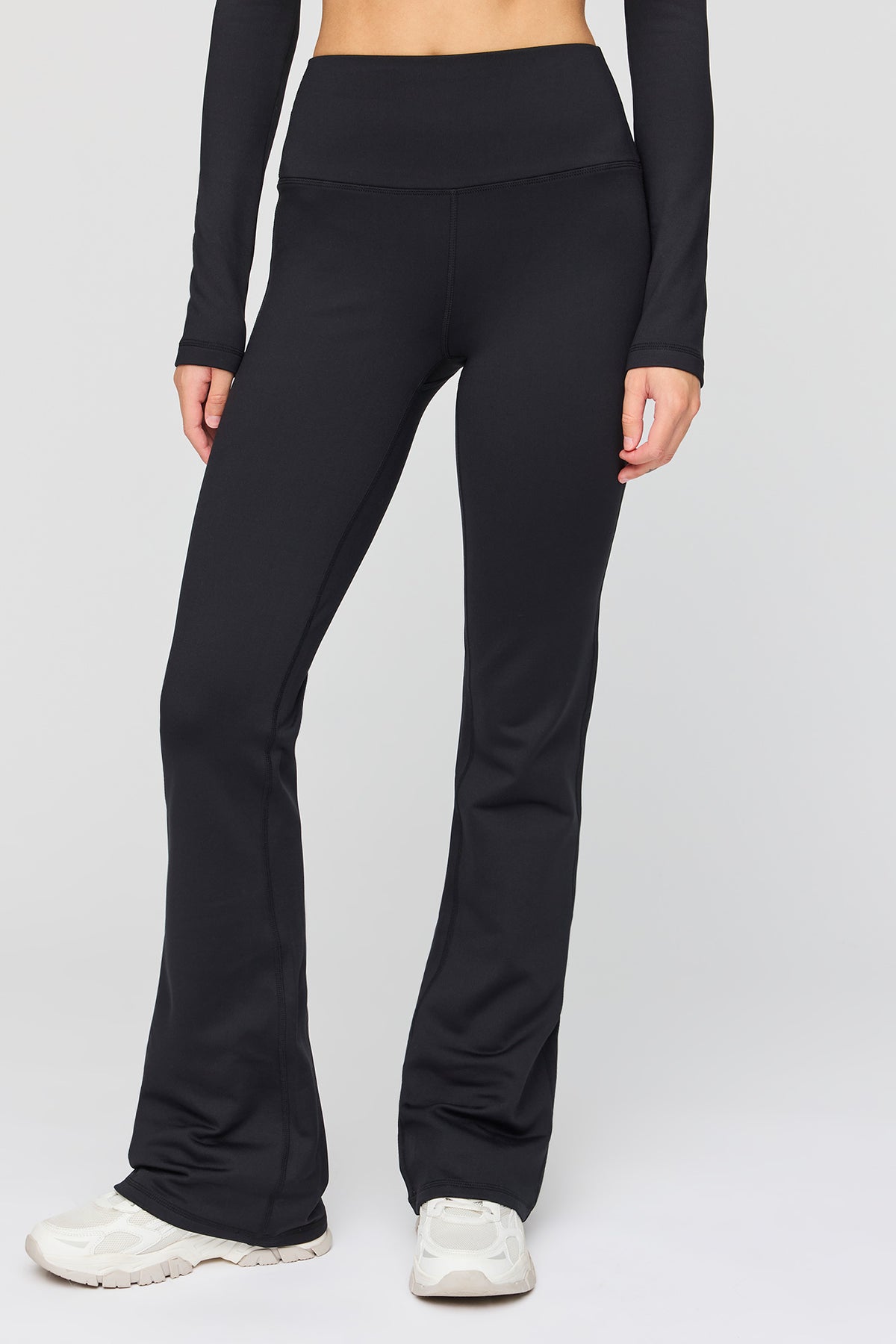 Alt View 2. Warm Tech Fleece Lined Flare Legging - Black