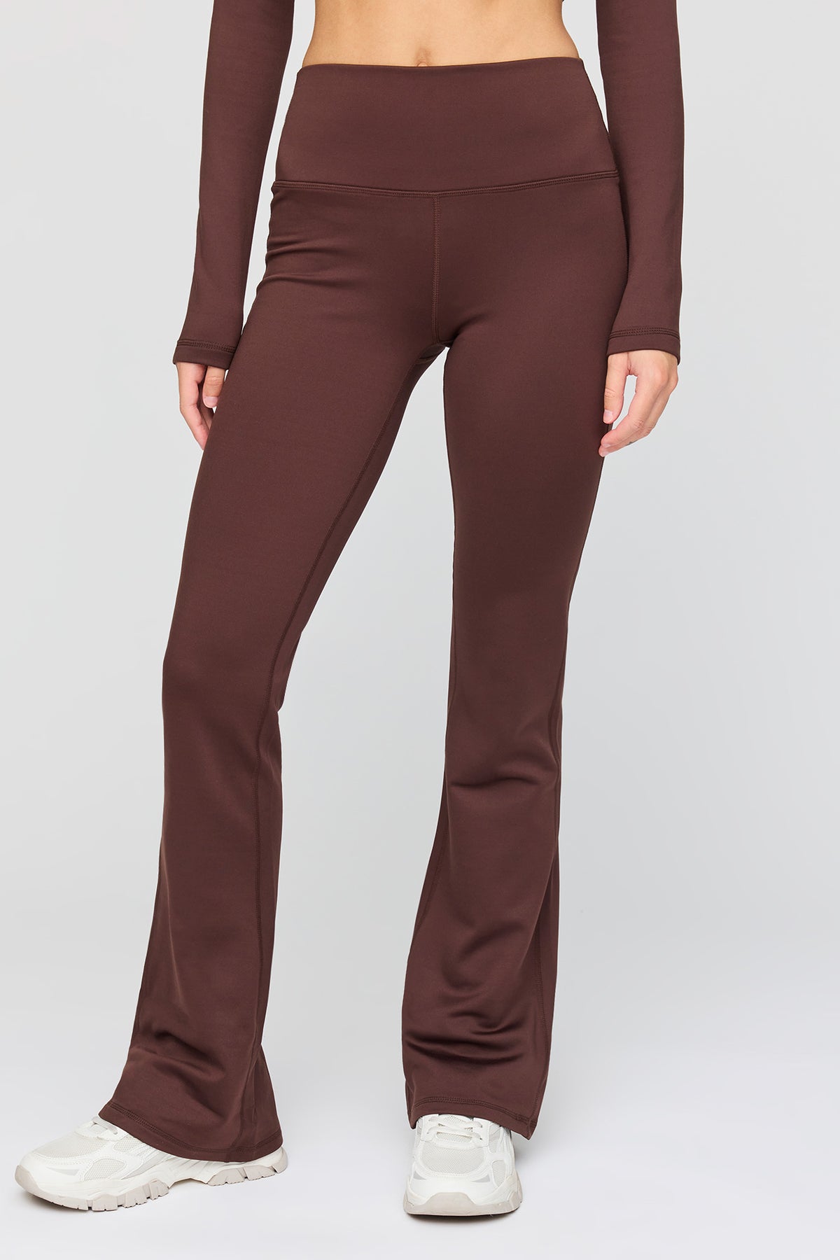 Alt View 2. Warm Tech Fleece Lined Flare Legging - Brown