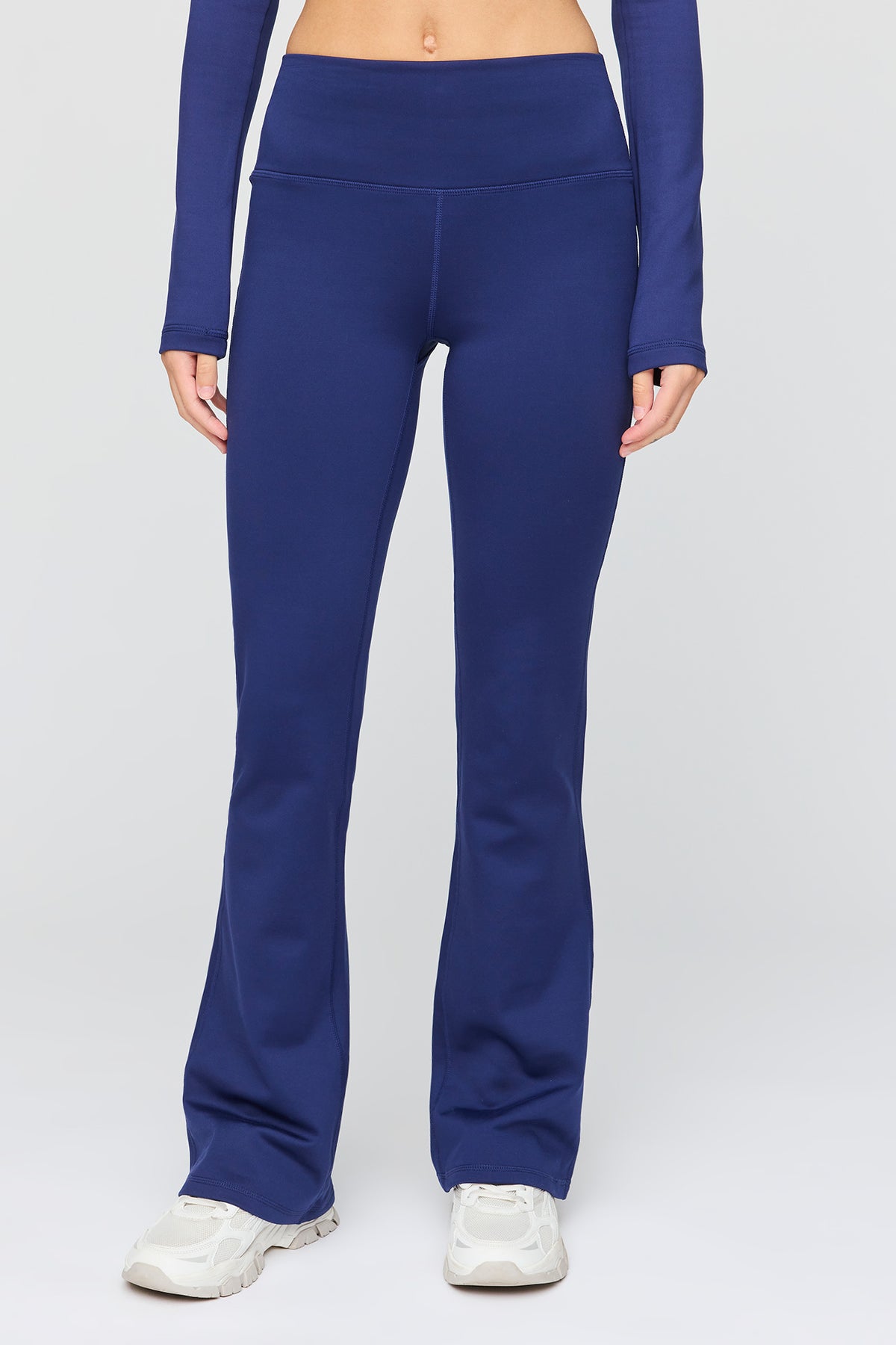 Alt View 2. Warm Tech Fleece Lined Flare Legging - Navy